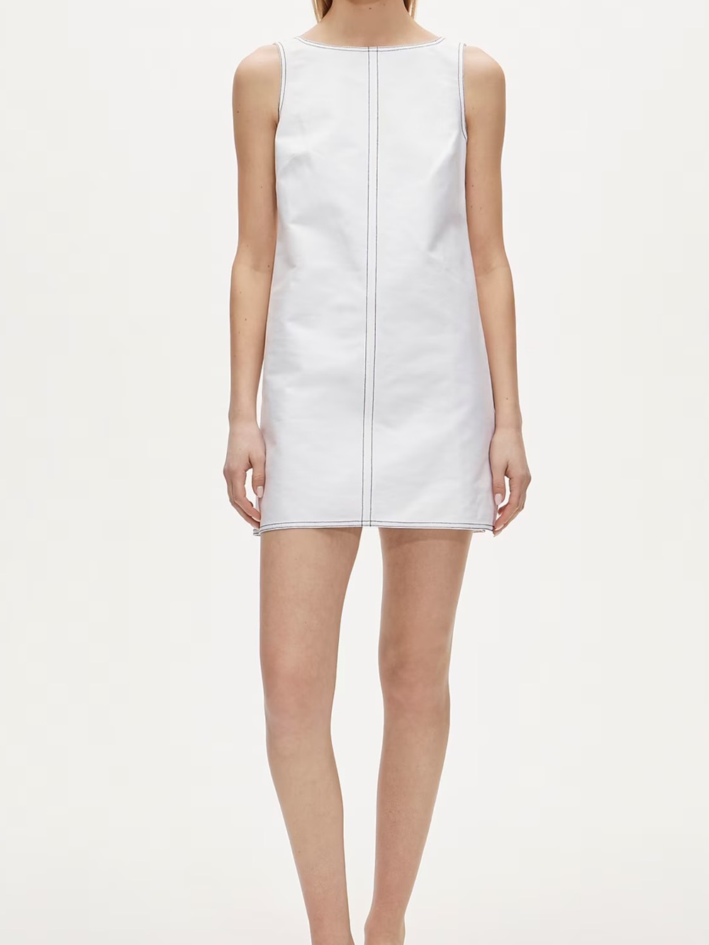 J Crew Sleeveless Contrast-Stitch Billie Dress in Double Cotton Poplin, NWT